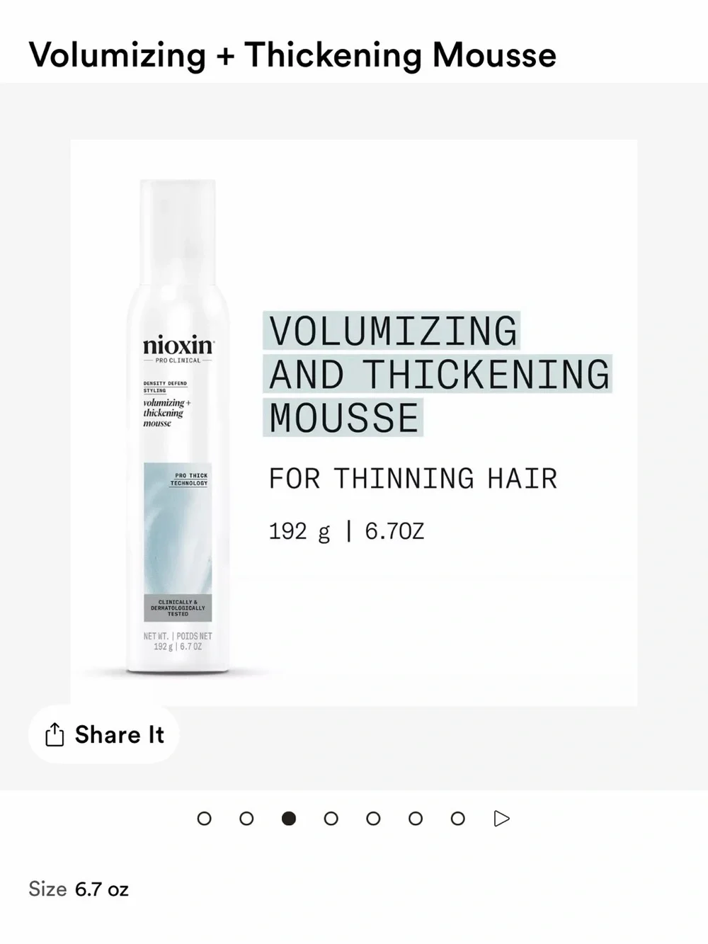 Nioxin Volumizing + Thickening Mousse - White